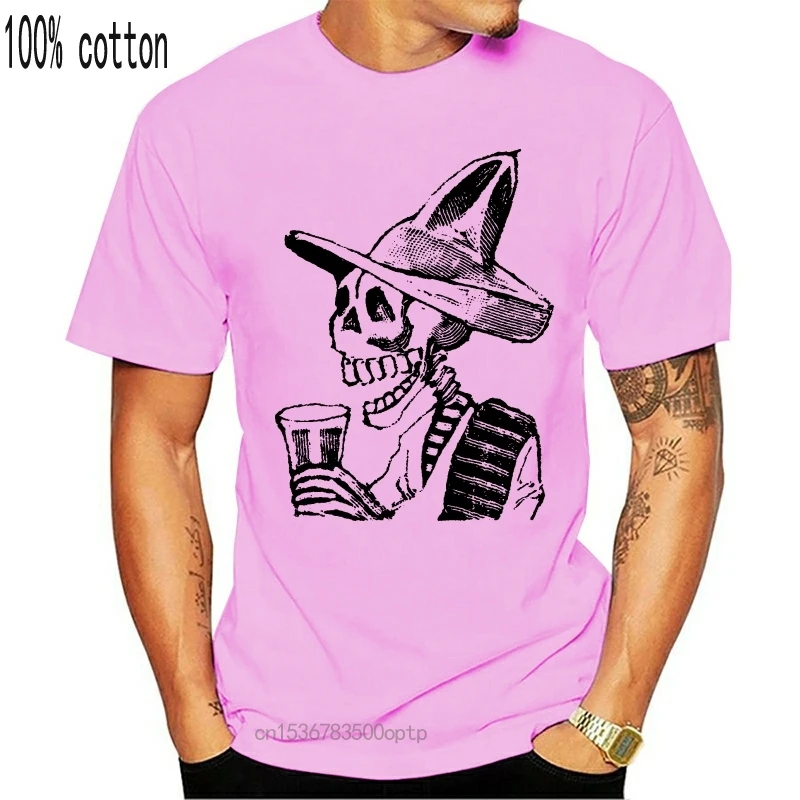 Ретро винтажная Мексиканская Скелет день мертвецов 100% хлопок мужская футболка