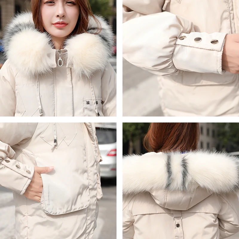 

winter women hooded long parkas cotton padded jacket fur collar plus size thick coat femme 2020 casual warm outwear giacca donna