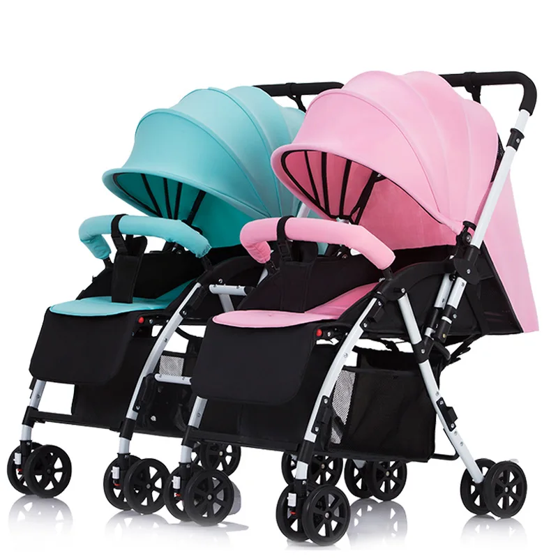 Twin Baby Stroller Lightweight Folding Cart High High Landscape Suspension Baby Carriage adjustable Four Wheel Stroller