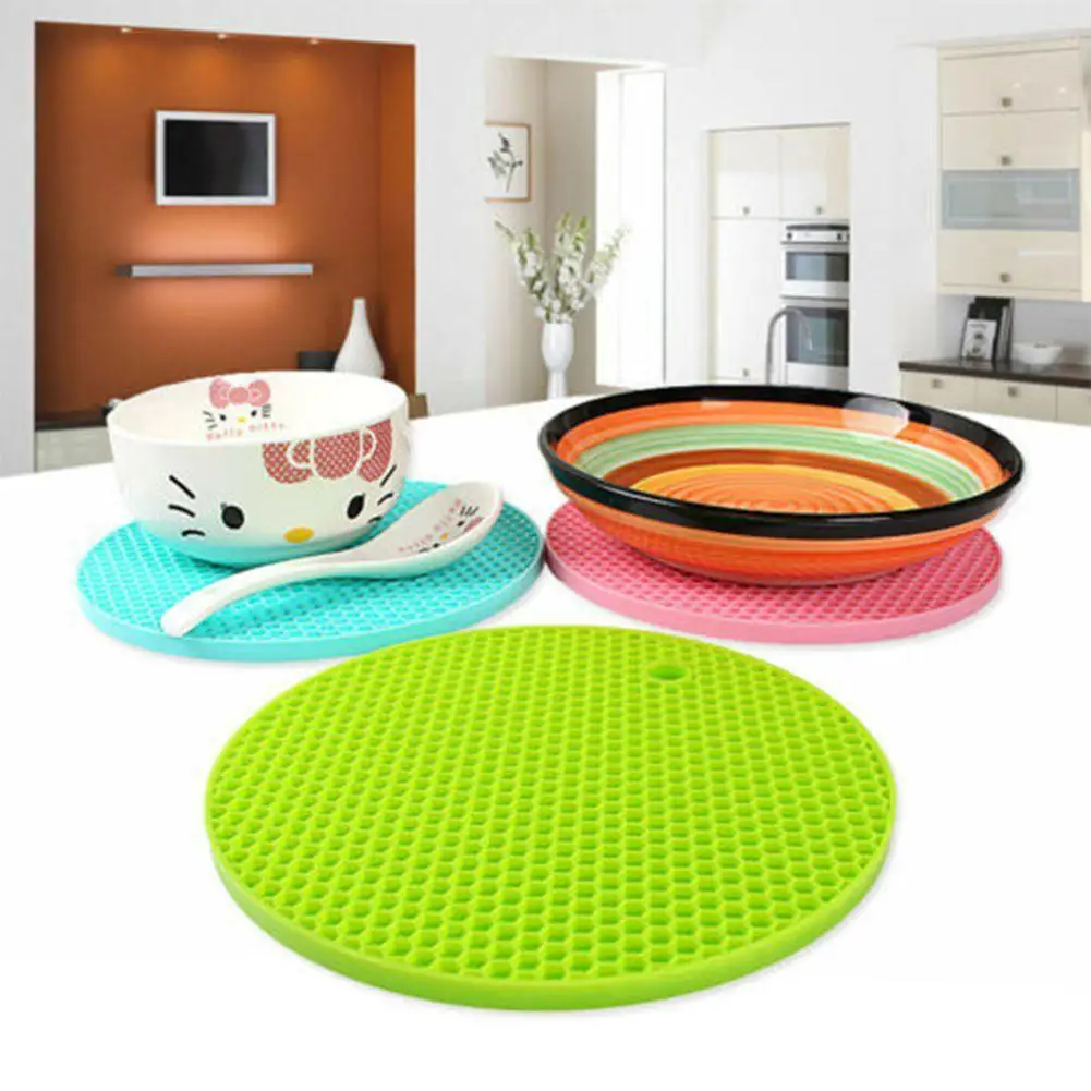 

1 Pcs 18cm Multifunctional Heat Resistant Round Silicone Coaster Pot Table Cup Kitchen Non-Slip Holder Place Mat Accessories