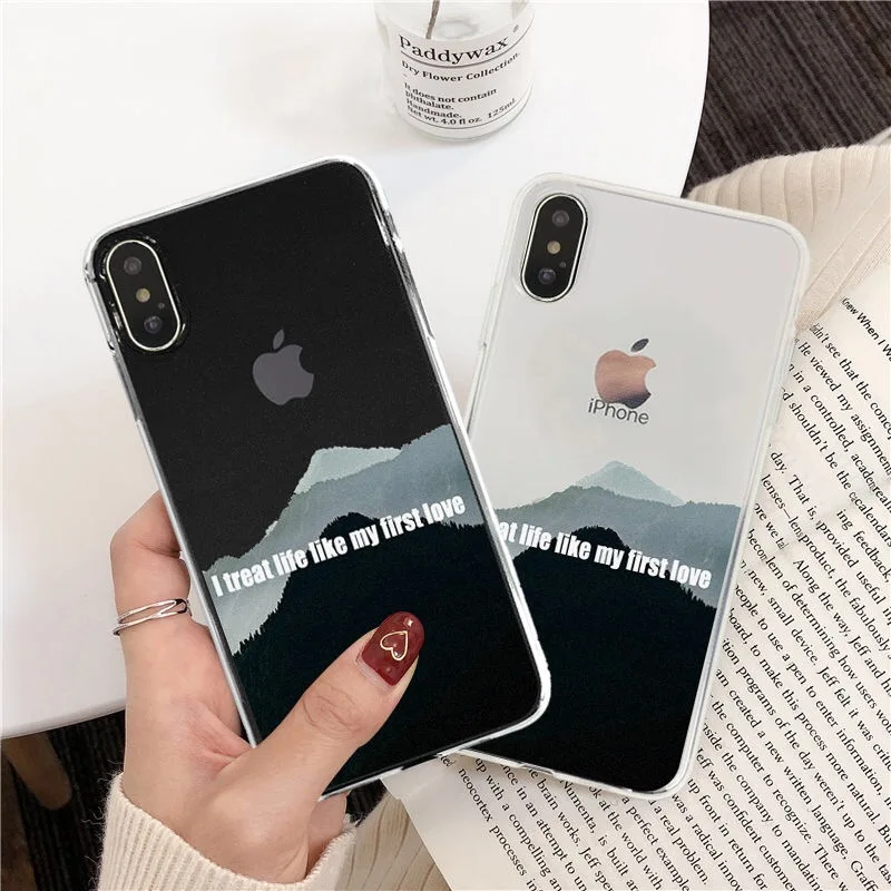 Винтажный чехол для телефона с рисунком Пейзажа iPhone 11 Pro Max XR X S 8 7 6s Plus прозрачный