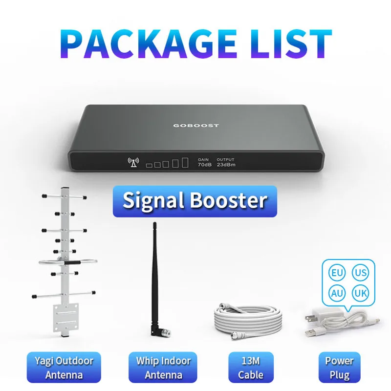 Tanie GOBOOST 70db Regenerator Sygnału 2G 3G 4G LTE 700 800 850 900 1800 2100 MHz Komórkowej Wzmacniacz Komórkowy Wzmacniacz Sygnału Gsm Zestaw Z Anteną