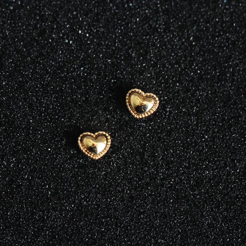 Серьги гвоздики в виде сердца из твердого золота 9K14K ювелирные изделия