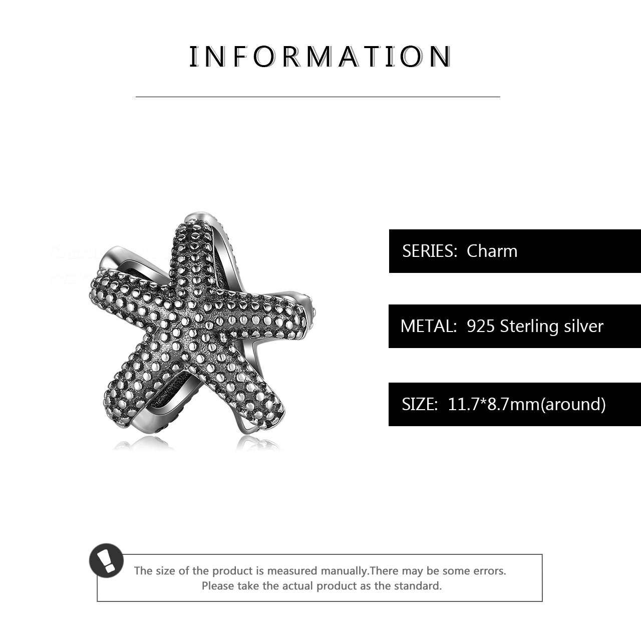100% настоящие 925 пробы серебряные бусины в форме морской звезды подходят для