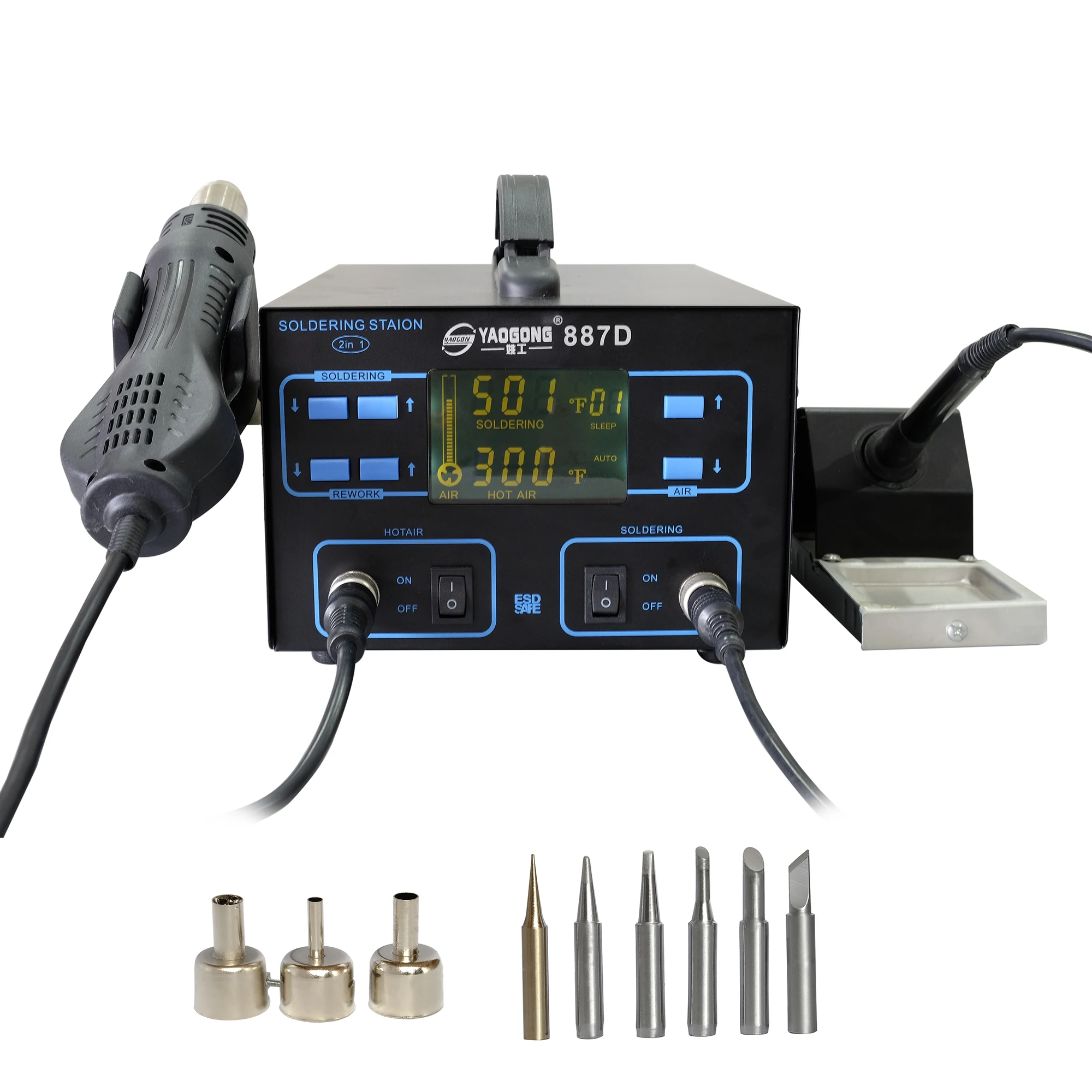 Новый Длительный срок службы 887D 2 в 1 с питанием постоянного тока горячего воздуха