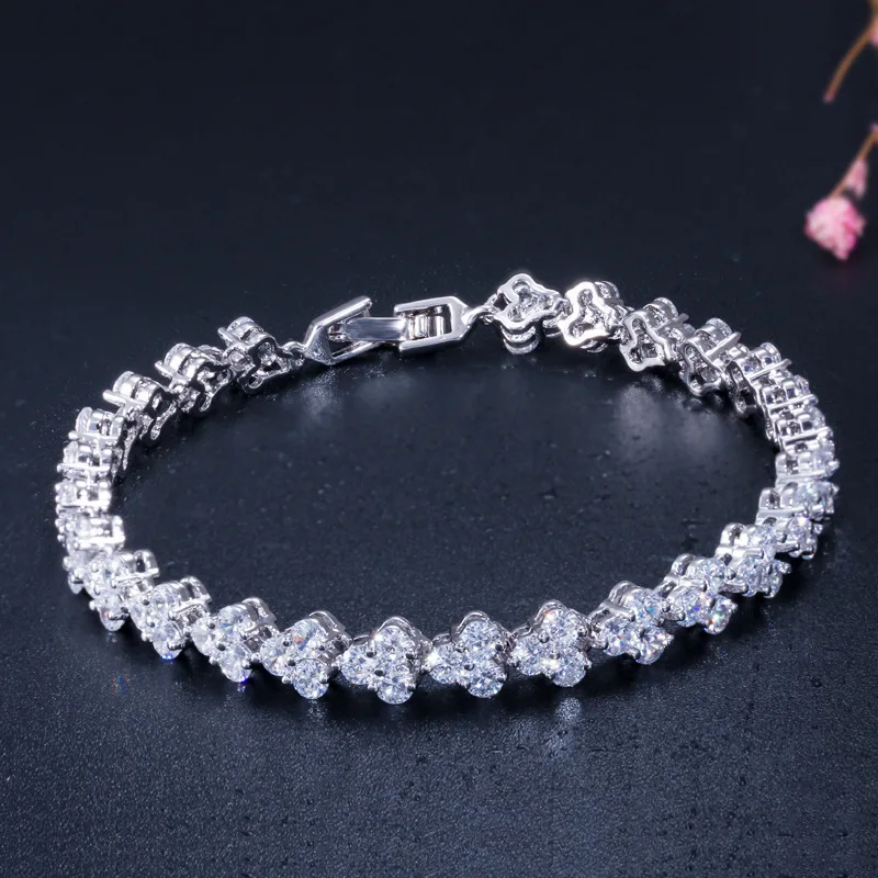 

AAA Zircon S925 Sterling Silver Bracelets Gold Bracelets Bangle Bride Wedding Luxury Jewelry
