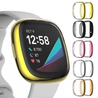 silicone case for fitbit versa 3 waterproof electroplating protective sleeve women men watch case compatible with fitbit sense