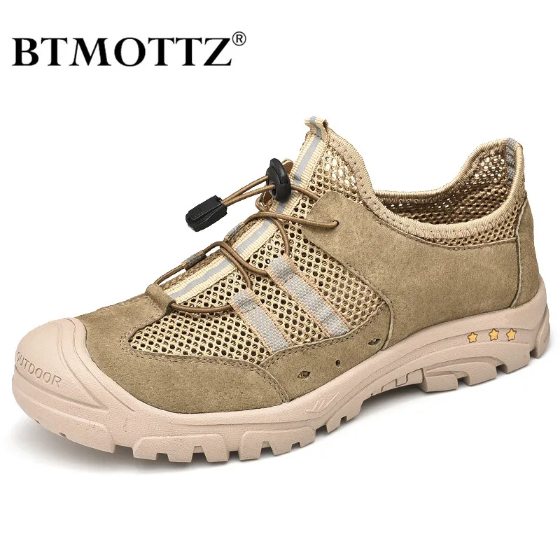 Mesh Sneakers Men Casual Shoes Outdoor Leather Work Military Breathable Walking Trainers Zapatillas Hombre BTMOTTZ |