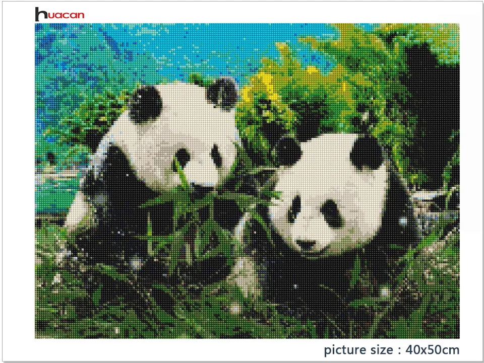 Huacan Diamond Embroidery Animal Full Square Picture Mosaic Rhinestone Home Decoration Diamond Painting Panda