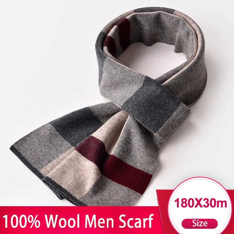 Зимний шерстяной мужской шарф мягкий платок новые мужские шарфы в клетку Длинные