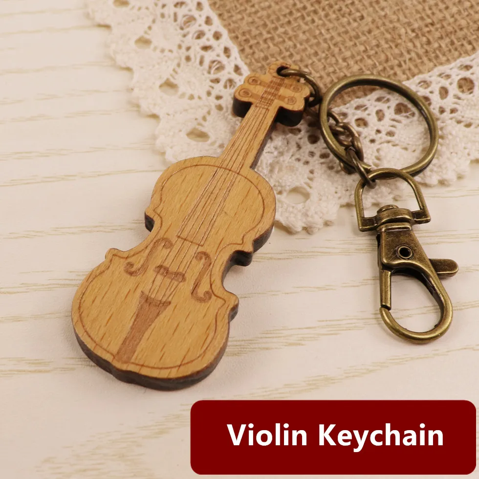 Брелок для ключей с подвеской в виде скрипки пианино гитары гучжэн деревянный