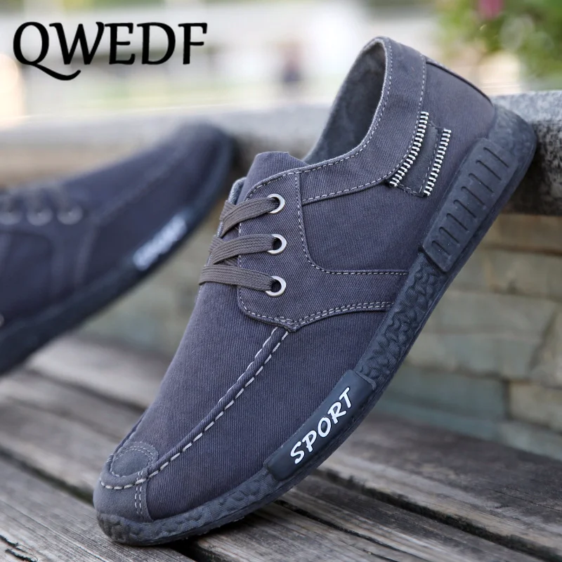 Мужские текстильные туфли повседневная обувь из денима на шнуровке дышащие