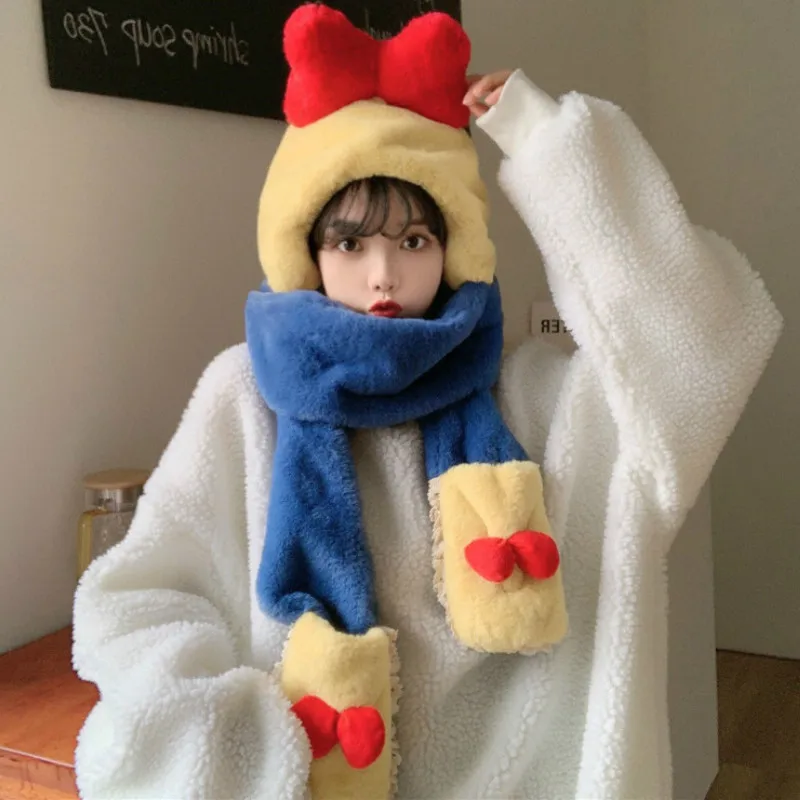 Японский модная зимняя одежда с милым бантом теплая Лолита шапки для маленьких