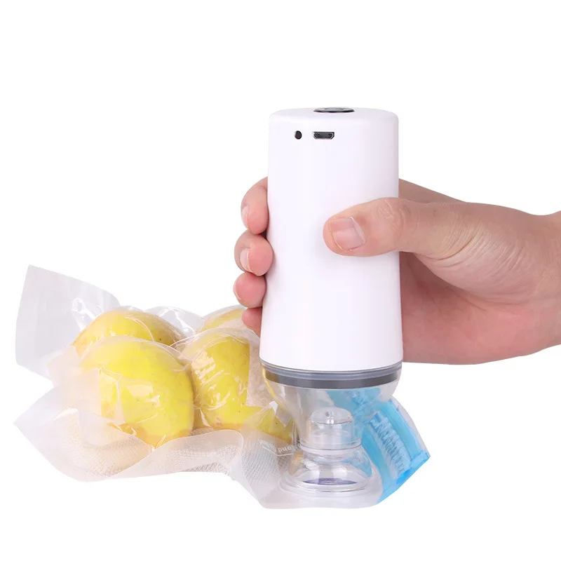Vacuum machine-White Портативная маленькая вакуумная упаковочная машина многоразовые вакуумные пакеты для продуктов питания с насосом USB пищевая вакуумная упаковочная машина Вакуумные пакеты - Цвет: Vacuum machine-White