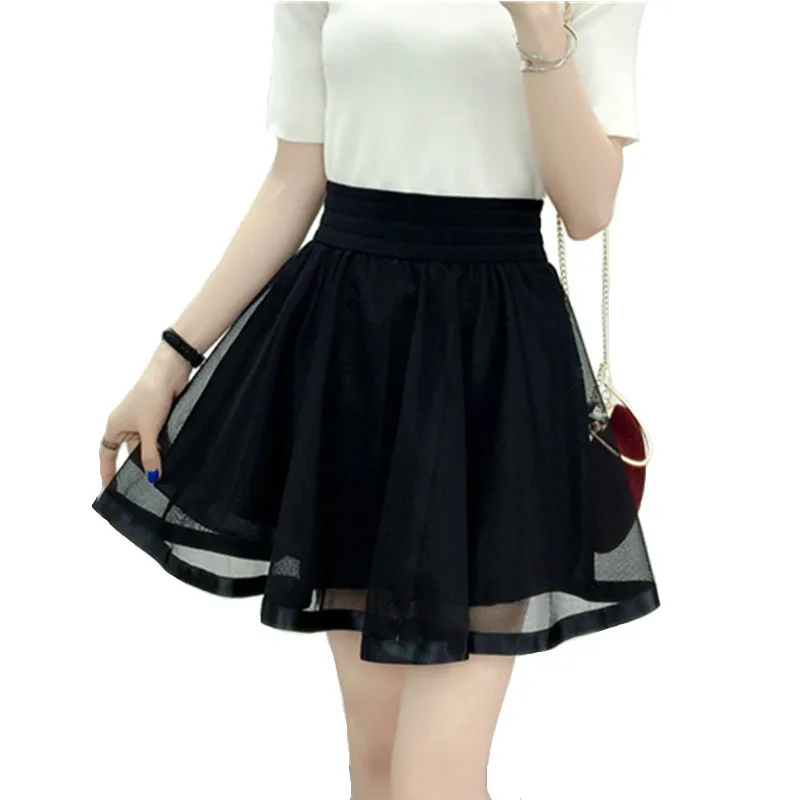 Новая весенне летняя женская черная мини юбка Корейская эластичная с высокой