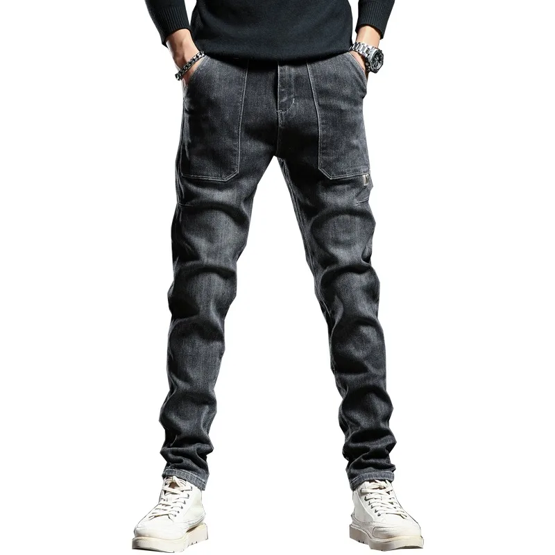 New Black Jeans Men Casual Pencil Pants Streetwear Stretch Jean Korean Style Fashion Slim Fit Denim Trousers