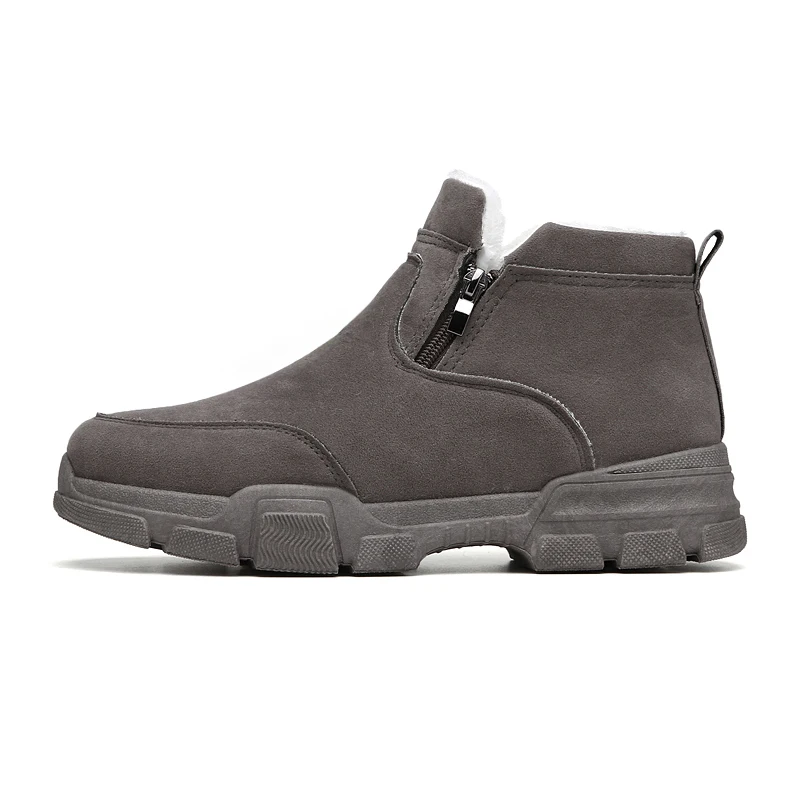 Gray With Fur Boots VESONAL/брендовые Зимние новые теплые короткие плюшевые зимние ботинки для мужчин и взрослых, мужские повседневные мужские кроссовки, качественная прогулочная обувь - Цвет: Gray With Fur Boots