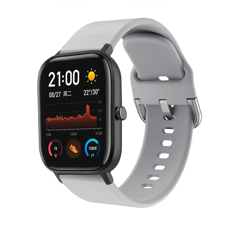 Ремешок силиконовый для Huami Amazfit GTS 20 мм сменный однотонный браслет умных часов 8