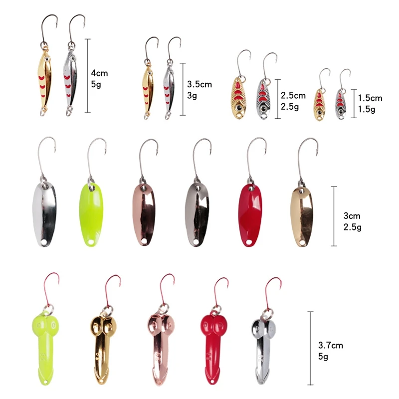 

Fishing Metal Lure Set 1.5G-5G Bass Trout Spinner Metal Lure Sea Salt Water 1PCS Sequin Bait Bag 19PCS Sequin Bait fishing bait