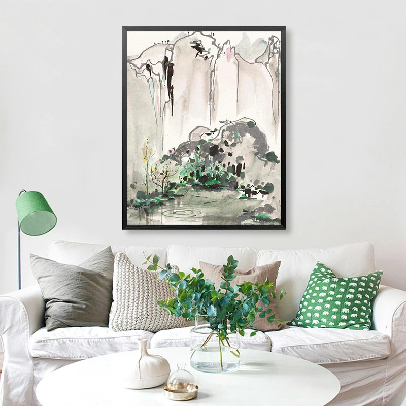 Китайская черно белая живопись по номерам ручная работа картины маслом