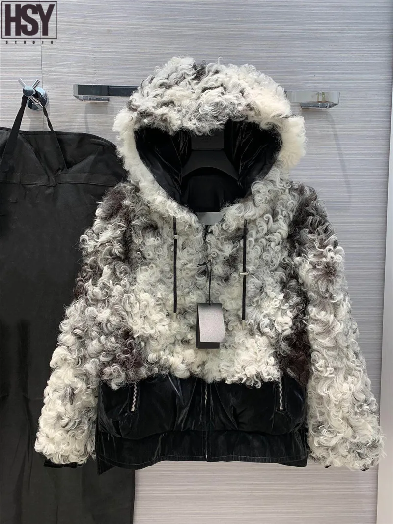 【HSY】2019 Осень Зима Новое Женское пуховое пальто большая Кепка спущенное плечо