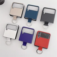 2022 fashion finger ring holder lychee fold case for samsung galaxy z flip 3 5g cover anti knock luxury pc cases for flip3