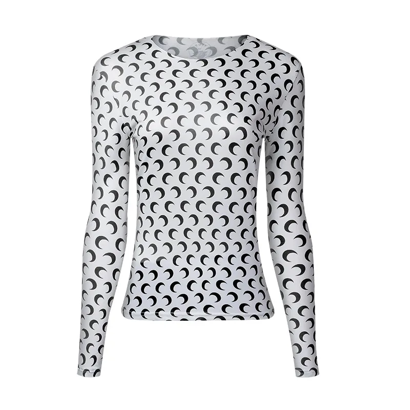 

2021 Moon Printed Long Sleeve Women T-shirts Slim Plus Size Basic Fashion 5 Colors Tshirt Female S-4XL Casual Tee Shirt Femme