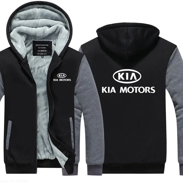 Осенне-зимняя мужская толстовка с капюшоном теплая KIA Motors рекламная куртка