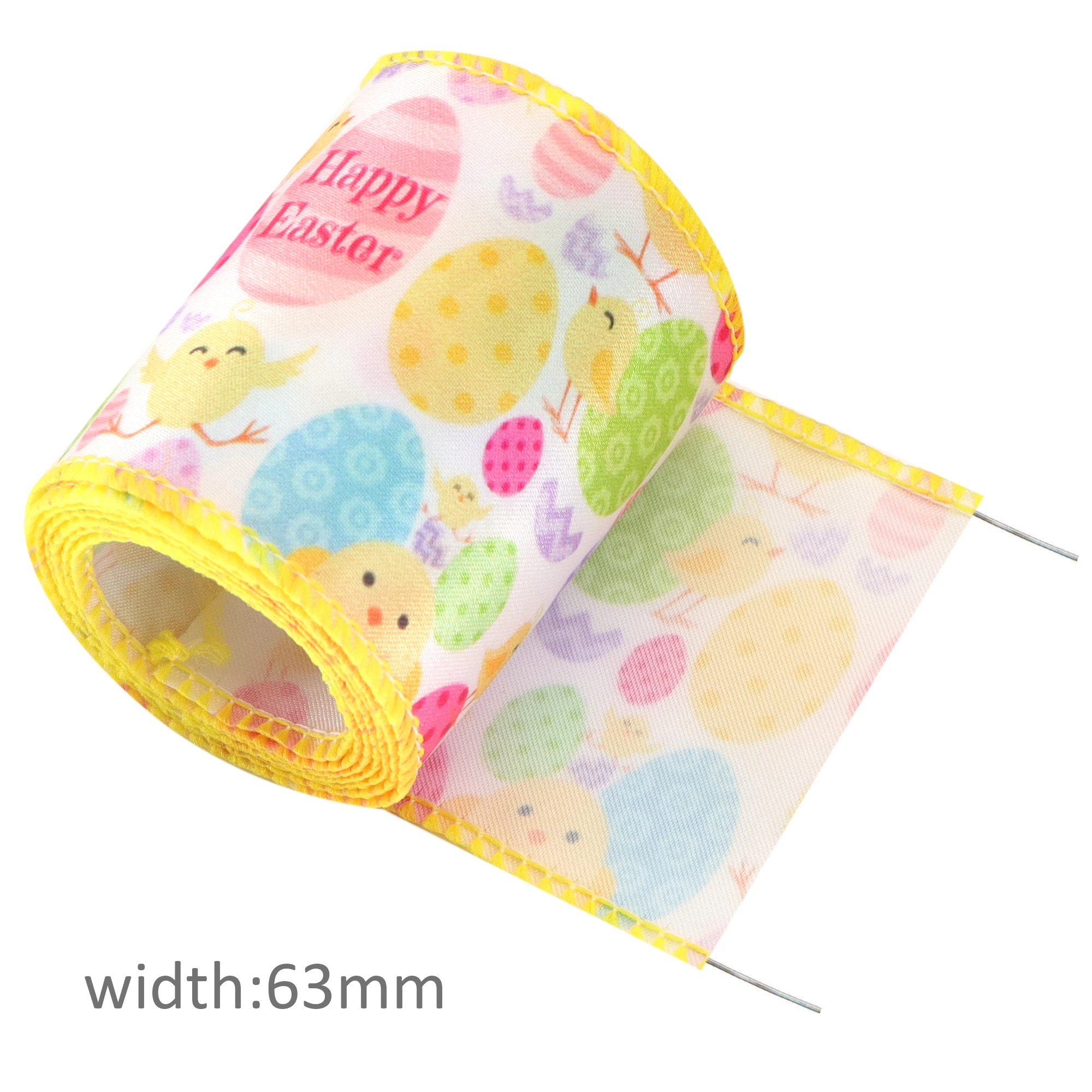5 ярдов 63 мм Пасхальная лента с проводными краями из мешковины принтом кролика