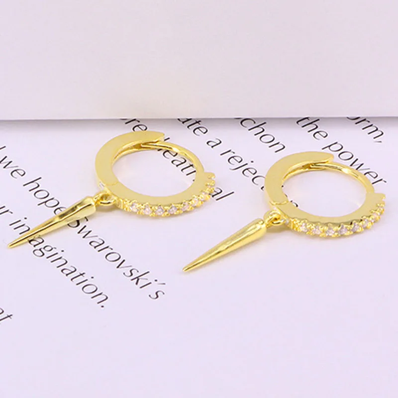 

GorGor Drop Earrings Women 925 Sterling Pattern Awl Mosaic Zirconia Gold Plated Punk Style Classic Party Jewelry 60200921050