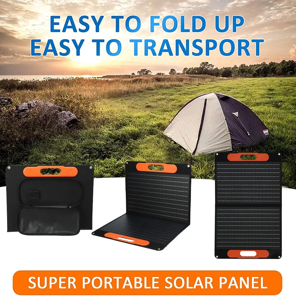 

50w Foldable Solar Panel Monocrystalline Silicon Foldable Dual USB Portable Photovoltaic Panels Travel Outdoor Camping Equipment