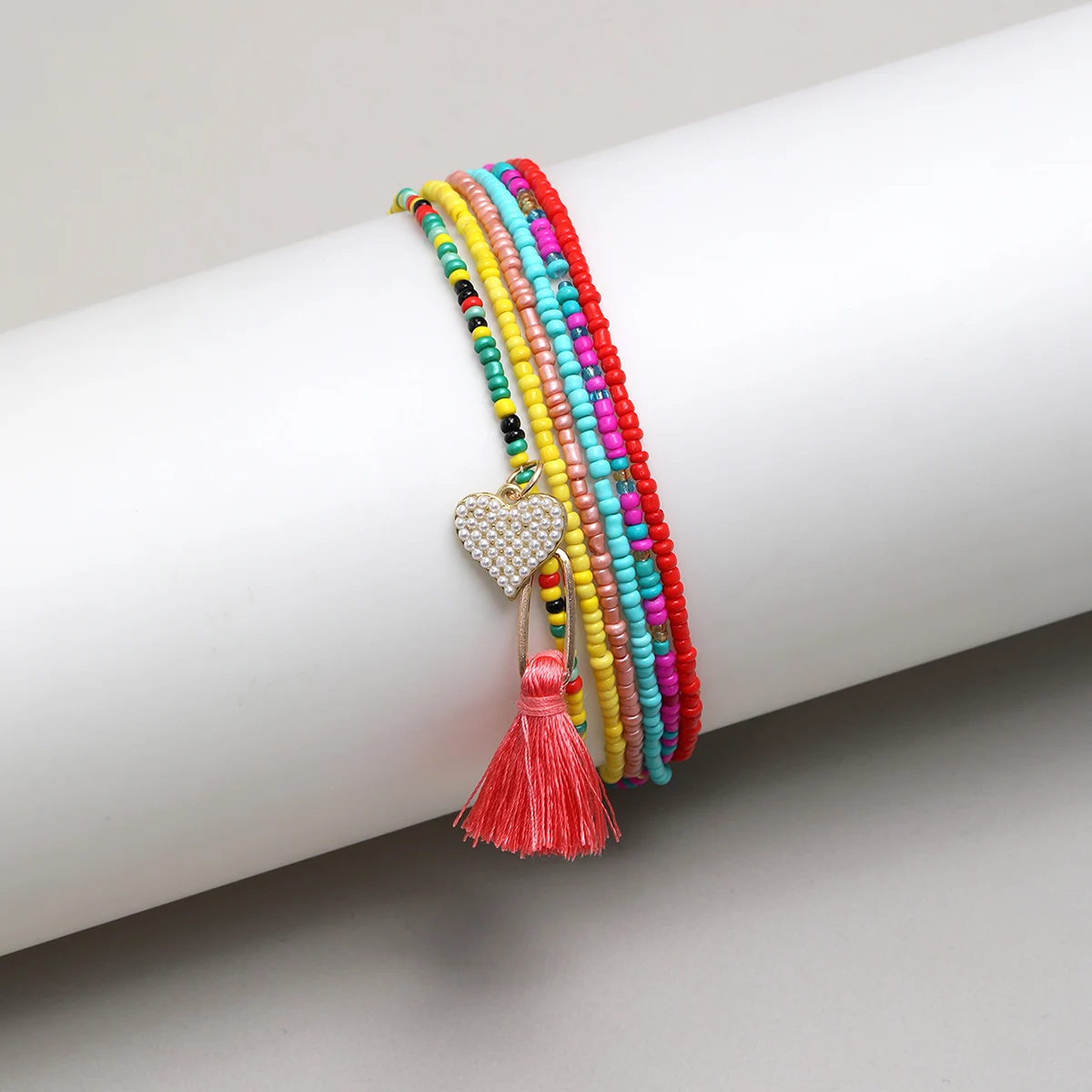 

Colorful Beads Beaded Beads Summer Beach Lady Bohemian Handmade Elastic Anklet Jewelry Gift