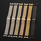 Ремешок для часов из нержавеющей стали с 5 бусинами, 13 мм, 17 мм, 20 мм, 21 мм, изогнутый конец, 2021