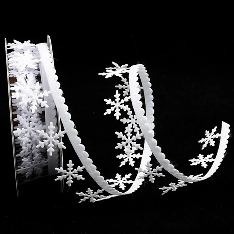 (5 м/лот) 25 мм полиэстер Снежинка декоративные резинки ультразвуковой тиснением