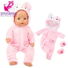 Одежда для маленьких кукол 17 дюймов, комплект одежды с мультяшным розовым котом для 18-дюймовой куклы новорожденного, пальто с капюшоном, костюм с игрушкой