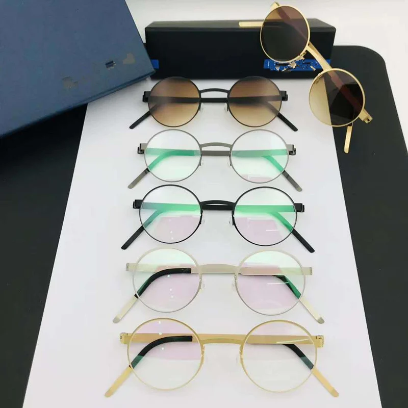 

Smal Handmade Titanium Alloy Glasses Frame Men Vintage Round Screwless Eyewear Optical Prescription Brand Eyeglasses Frame Women