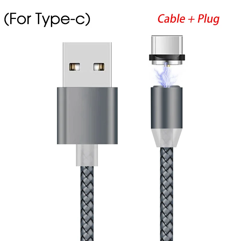 For Type C Gray 1M 2M Magnetic Micro USB Cable For Samsung Android Mobile Phone Type-c Charging For Redmi Note 7 8 Pro Magnet Charger Wire Cord - Цвет: For Type C Gray