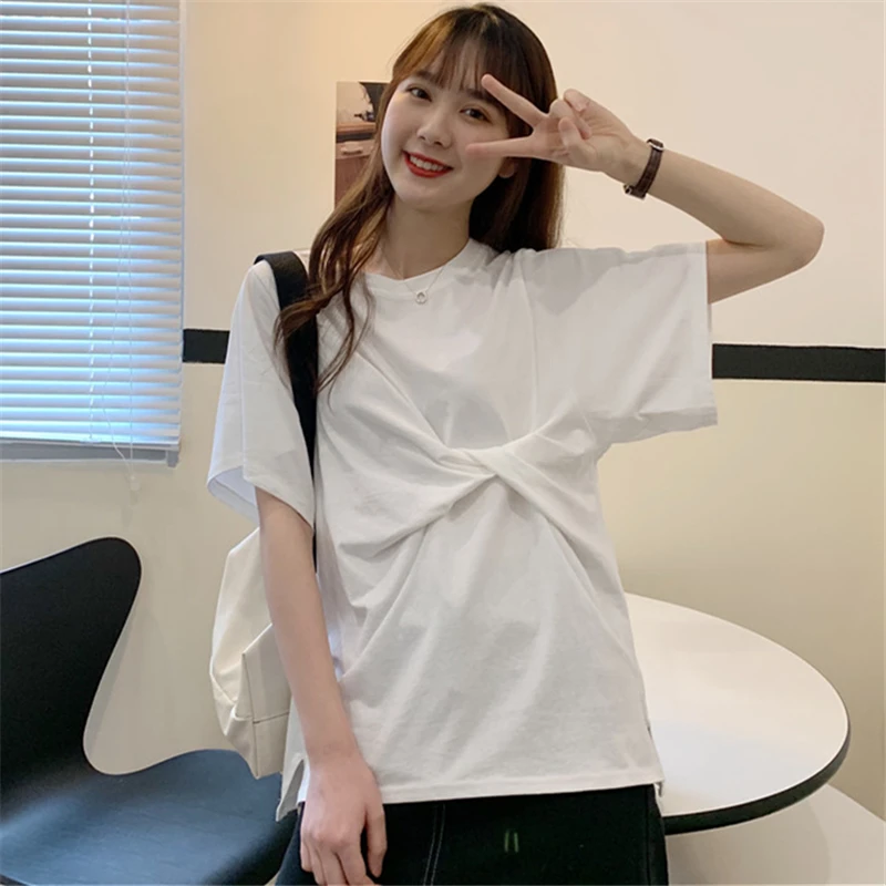 

European and American Fashion Brand Short Sleeve T-shirt Women's 2021 Loose Korean Style Sense of Design Niche Kinky Ins
