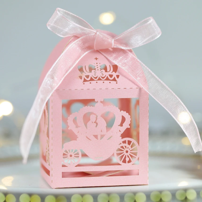 

Laser Hollow Paper Box Wedding Candy Box Valentine's Day Crown Wedding Car Chocolate cookie Paper Box wedding companion gift