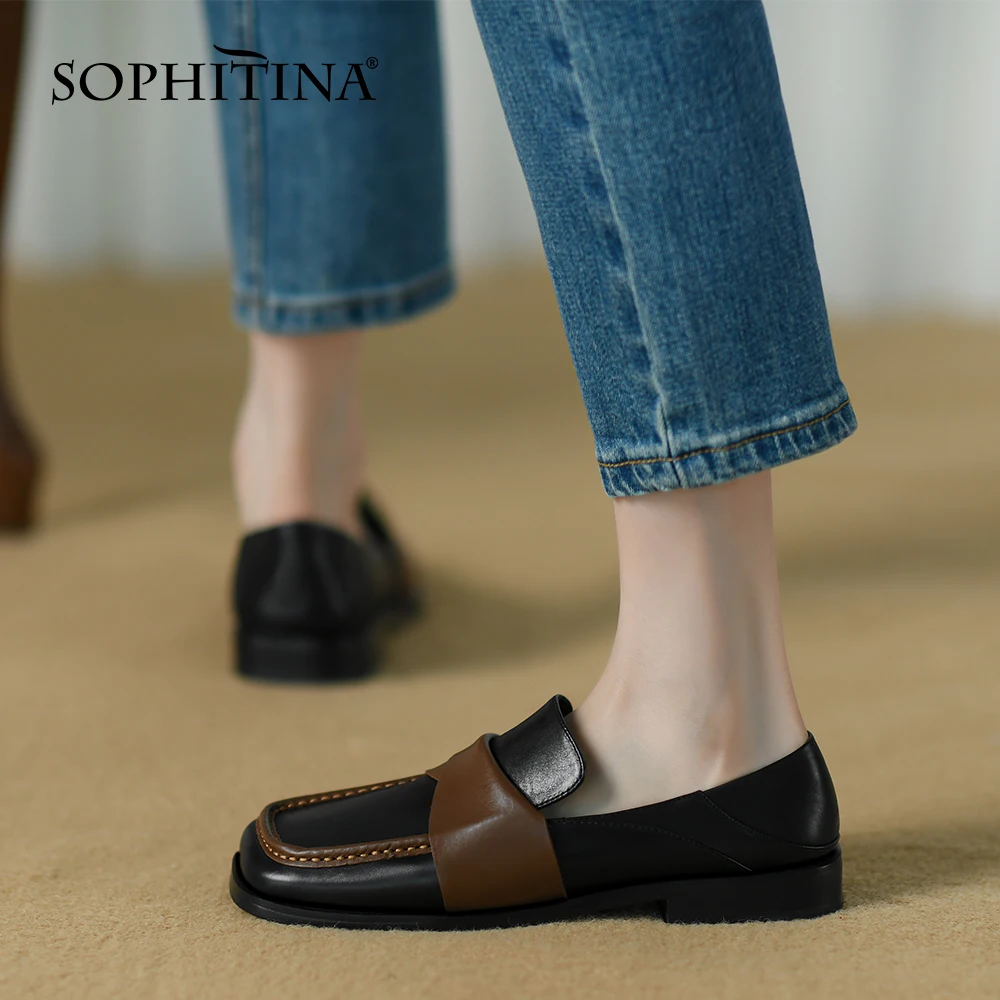 

Женские удобные офисные туфли SOPHITINA, натуральная кожа, низкий каблук, квадратный носок, удобная обувь для работы, NO526
