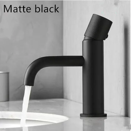 matte black Медный латунный роскошный смеситель для раковины матовый черный холодный и горячий смеситель для раковины скандинавский Черный кран для ванной - Цвет: matte black