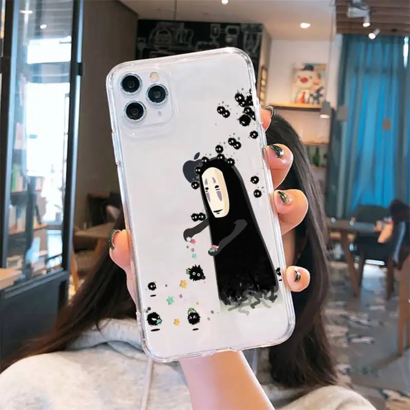

Ghibli Spirited Away Soot Totoro Phone Case Transparent for iPhone 6 7 8 11 12 s mini pro X XS XR MAX Plus cover funda shell