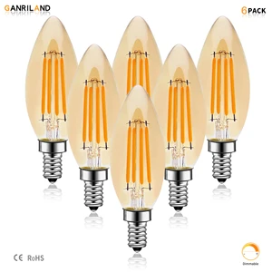 Ретро светодиодсветодиодный лампы накаливания C35 4 Вт E14 220 В СВЕТОДИОДНЫЙ свеча, светильник ПА накаливания из янтарного стекла, винтажная лампа 2200K 35 Вт, эквивалент