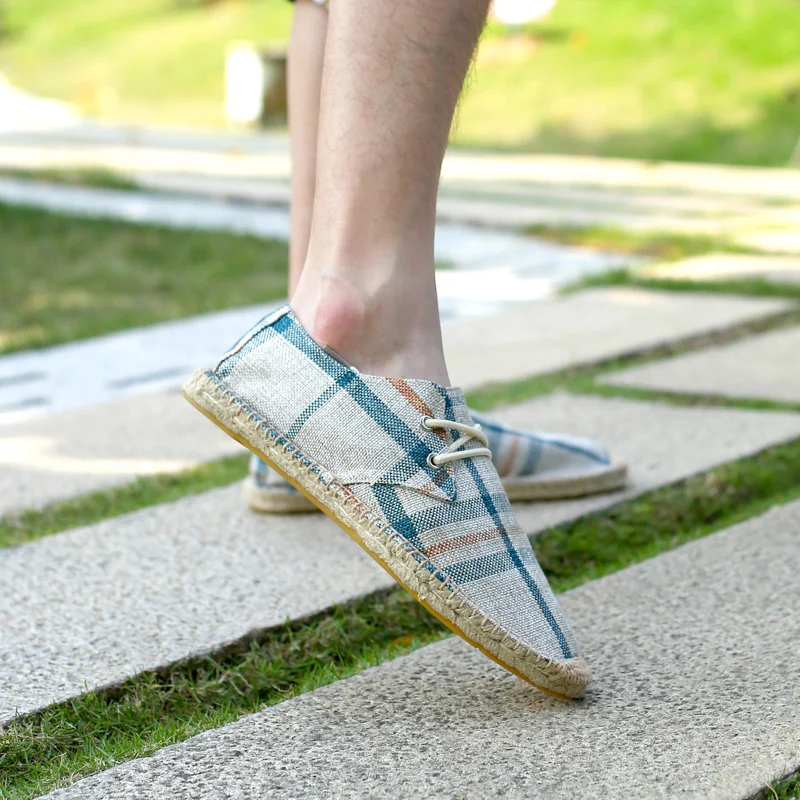 WOLF WHO Men Shoes Slip On Espadrilles 2021 Summer Canvas Hemp Rope Breathable Men's Footwear Zapatos Hombre W-024 | Обувь