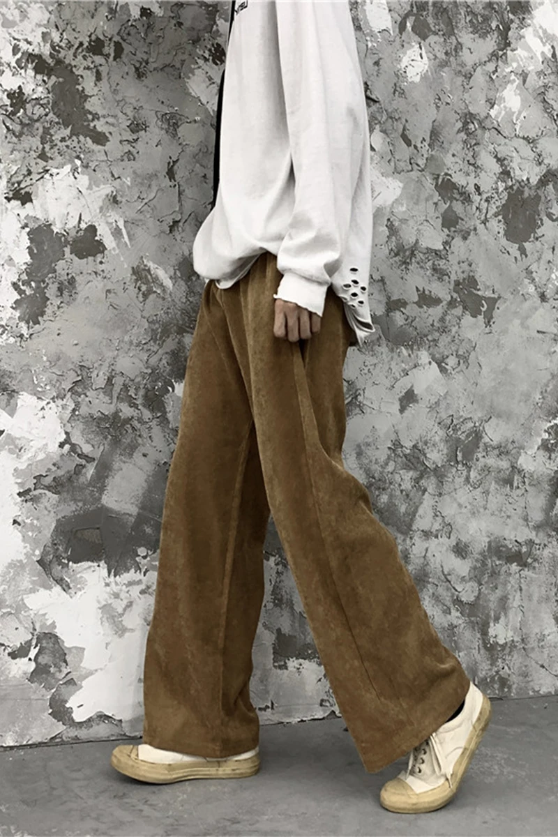 

Plus size retro high waist corduroy wide-leg pants autumn and winter loose casual fashion straight-leg pants
