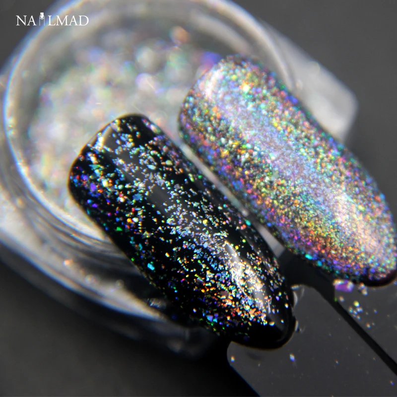 

1g/box NailMAD Galaxy Holo Flakes Holographic Flakes Nail Flecks Powder Bling Galaxy Chrome Flakes