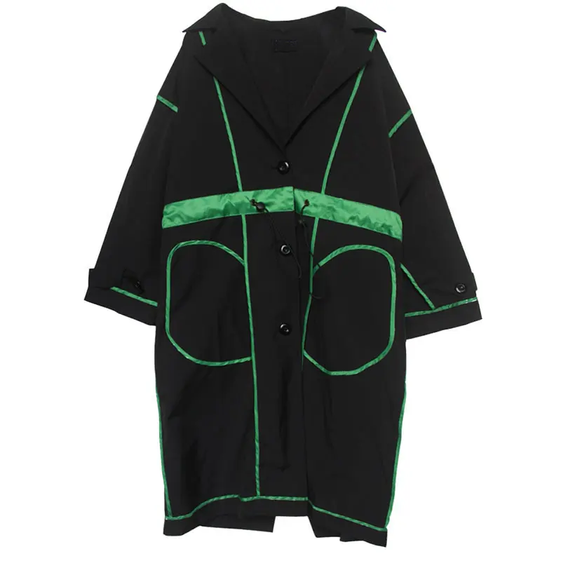 XITAO плюс размер длинный тренч для женщин Корея Мода элегантный один грудь широкий