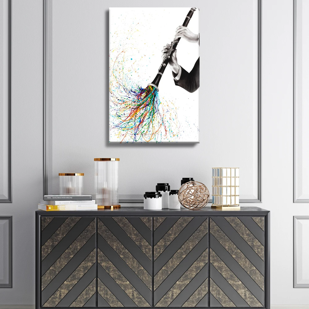 

Canvas Poster Clarinet Music Art Watercolor Wall Art Painting Posters and Prints Nordic Wall Pictures for Home Decor No Frame
