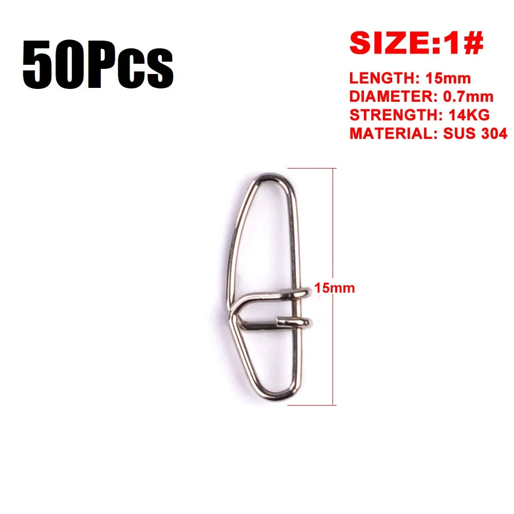 1 - 50pcs 50 шт./пакет Нержавеющая сталь разъем Быстрый защелка Замковая вертлюгом с застежкой безопасности защелки рыболовные приманки инструменты Крюк PESCA grip Swivel металла - Цвет: 1 - 50pcs