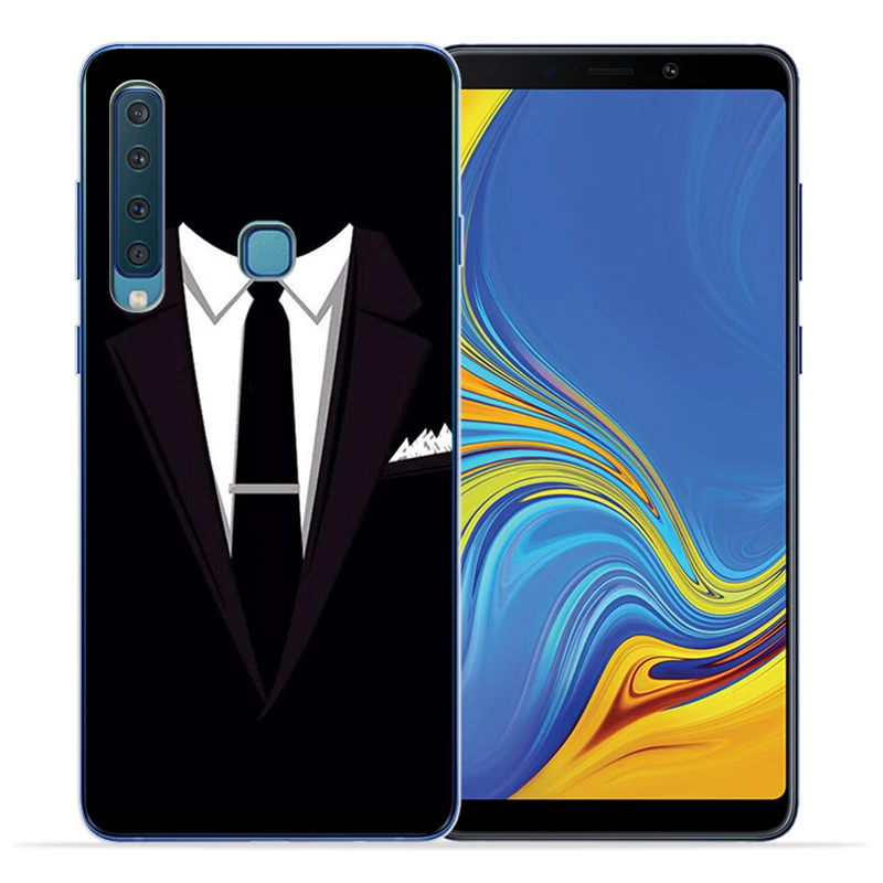 Man Suit Shirt Tie Silicone phone case For Samsung A3 A5 A6 A7 A8 A9 2015 2016 2017 2018 Pro soft Back Cover | Мобильные телефоны и